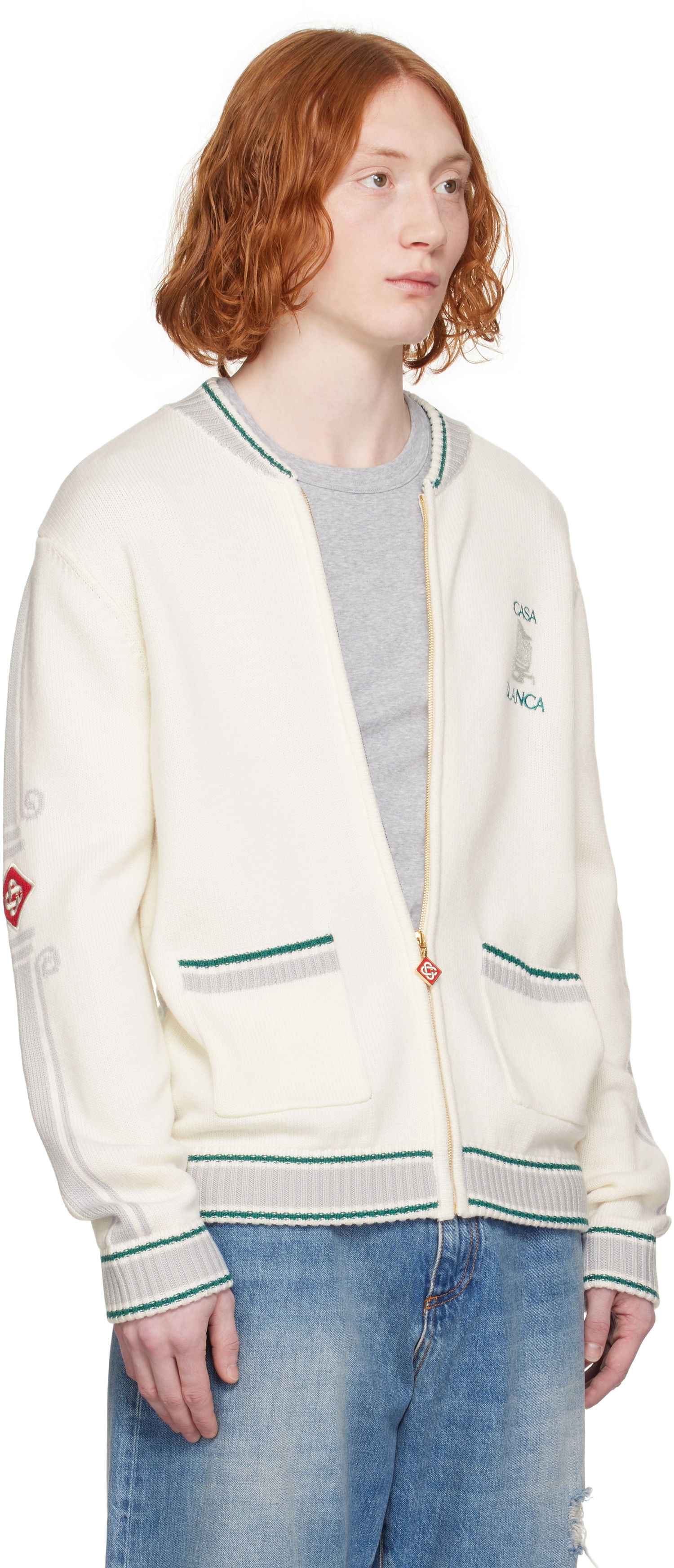 Sveter Casablanca Casablanca Casa Club Bomber Jacket Biela | MPS25-KW-879-01, 1