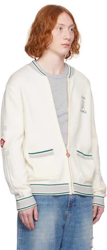 Sveter Casablanca Casablanca Casa Club Bomber Jacket Biela | MPS25-KW-879-01, 1