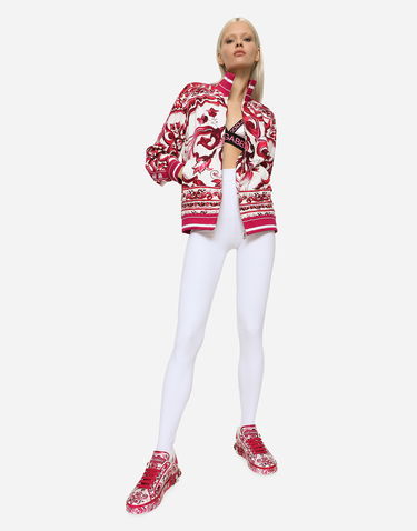 Mikina Dolce & Gabbana Zip-up Cady Sweatshirt With Majolica Print Červená | F9Q75TFPIAHH63TN, 1