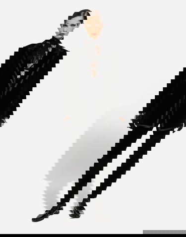 Nohavice Dolce & Gabbana Tailored Velvet Tuxedo Pants Čierna | FTC71TFUVG7N0000_1, 2