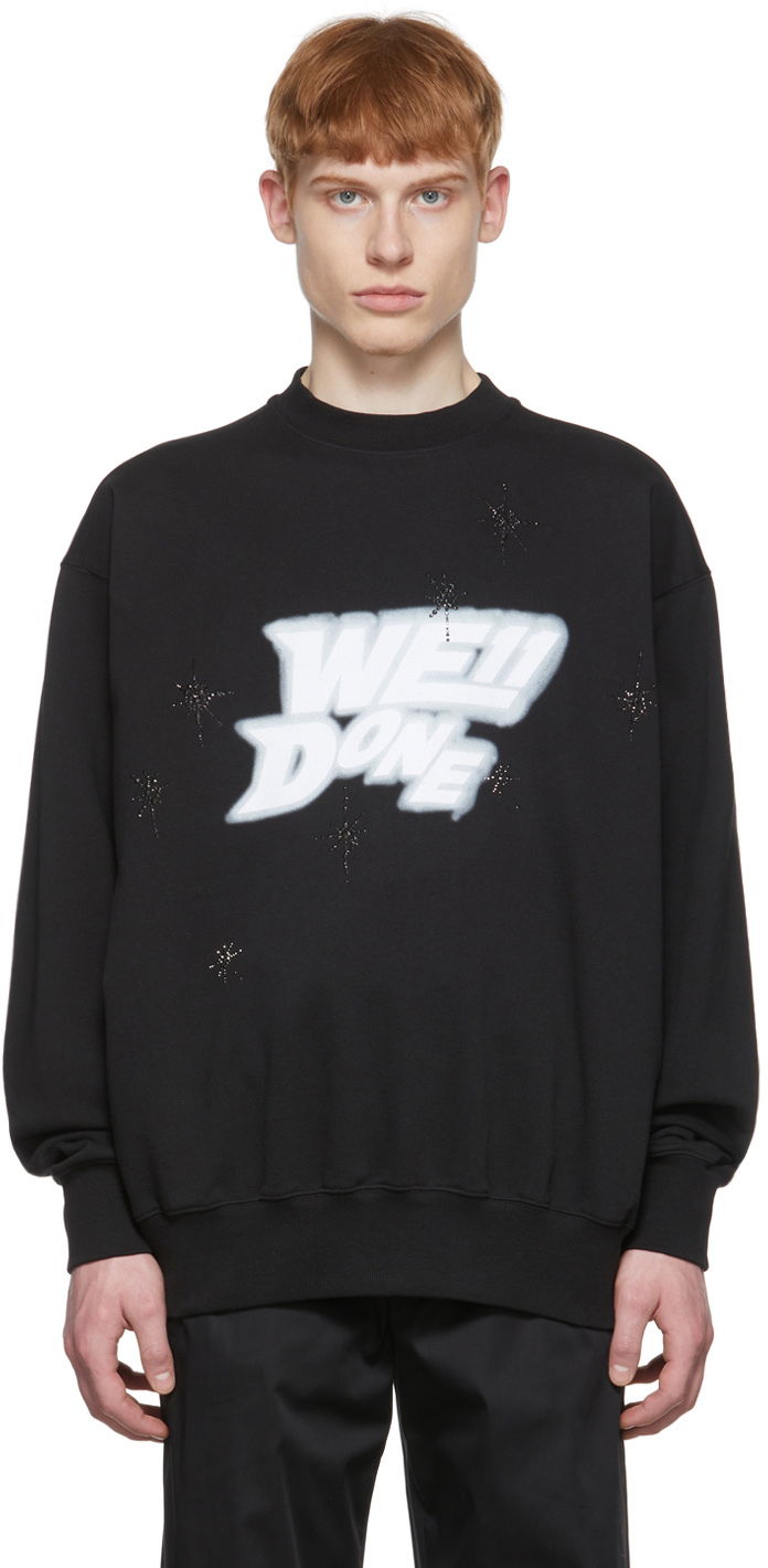 Mikina We11done We11done Cotton Sweatshirt with Stars Print Čierna | WD-TS1-22-663-U-BK, 0