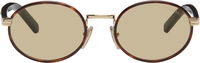 Iconic Metal Plaque Round Tortoiseshell Sunglasses