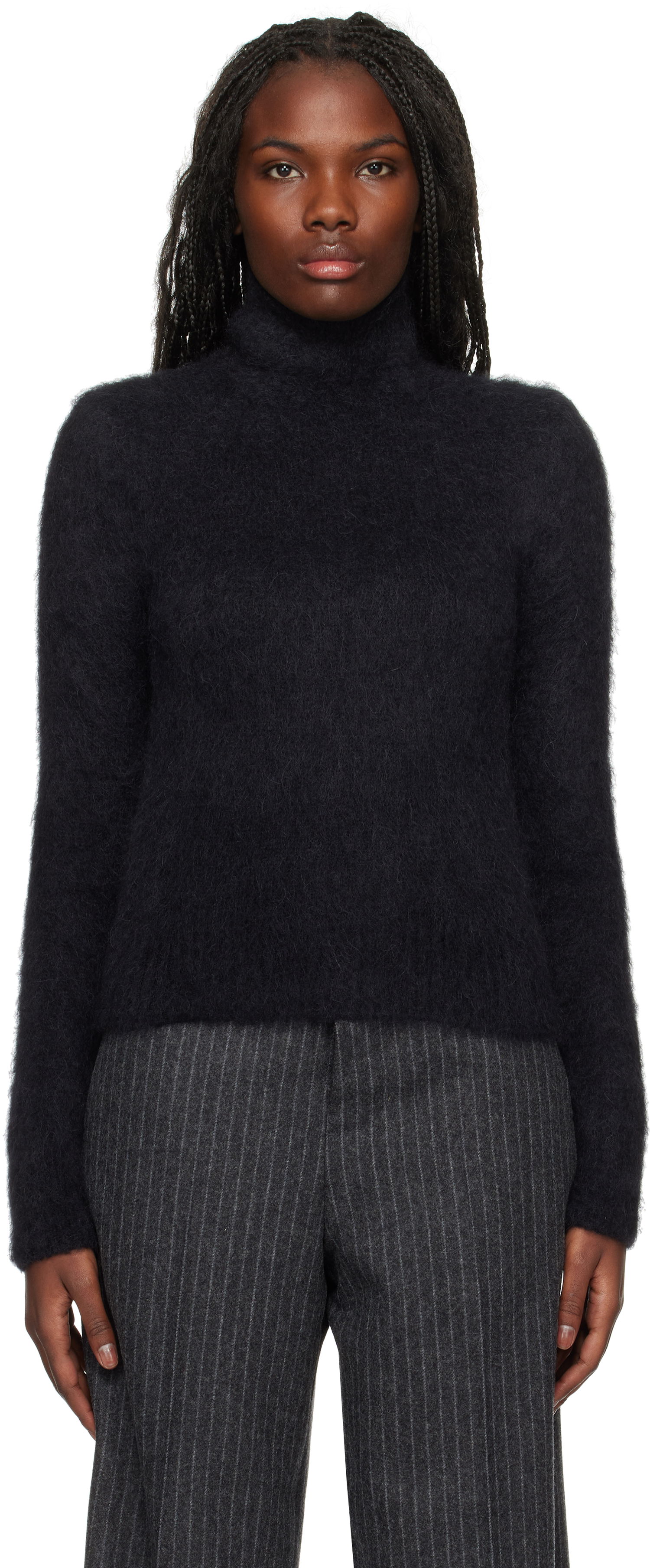Sveter AMI Alpaca Mohair Brushed Turtleneck Čierna | FKS447.KN0056, 0