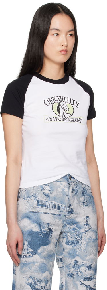 Tričko Off-White Off-White Horse Billboard Raglan T-Shirt Biela | OWAA137S25JER0010110, 1