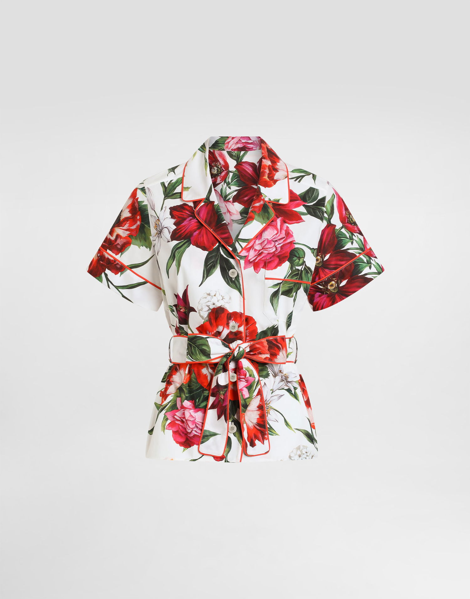 Košeľa Dolce & Gabbana Dolce & Gabbana Flower-Print Poplin Vanity Shirt Biela | F5G67THS5TQHA5PB, 0