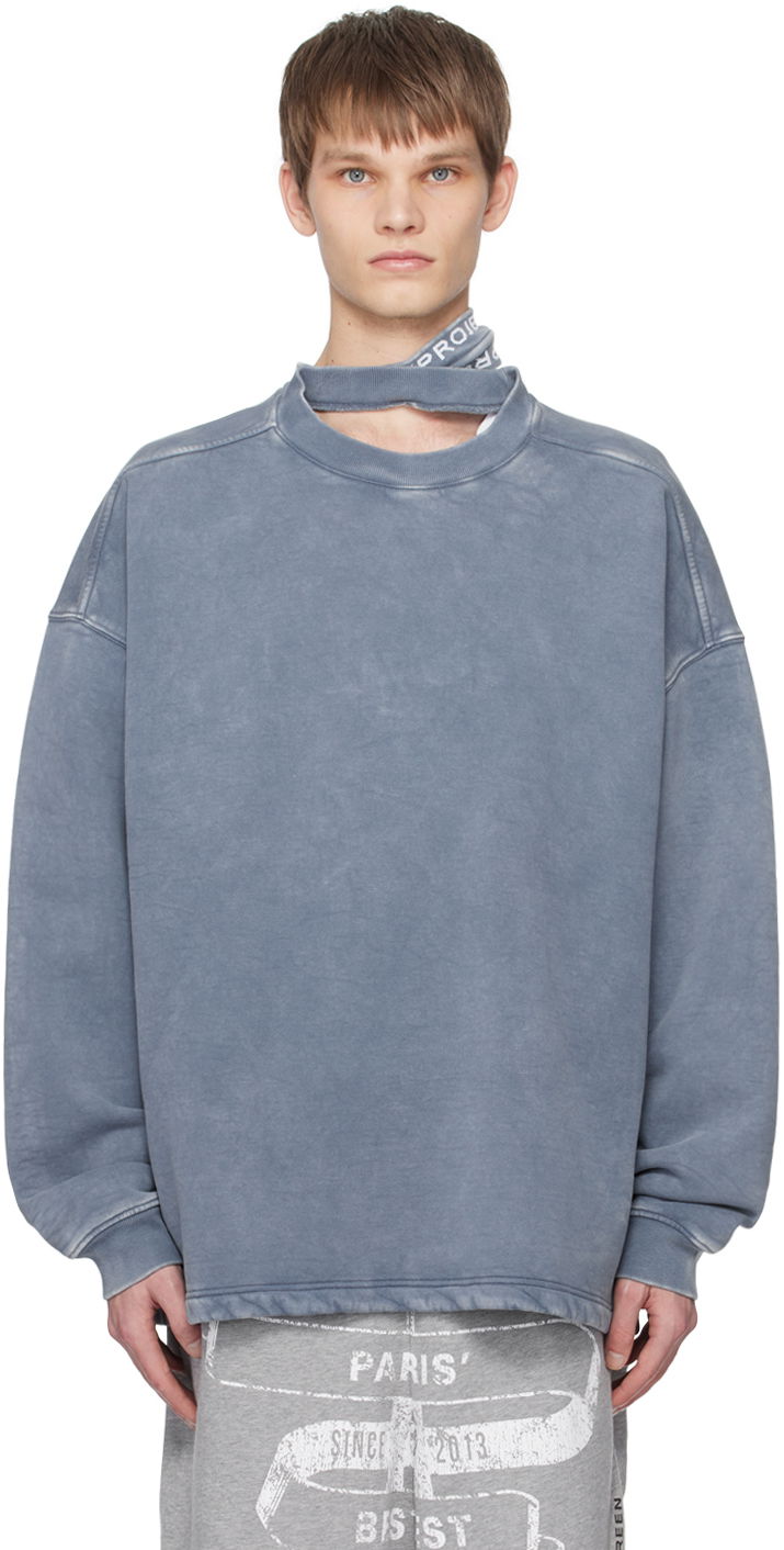 Mikina Y/PROJECT Sweatshirt With Triple Collar Modrá | 204SH003, 0