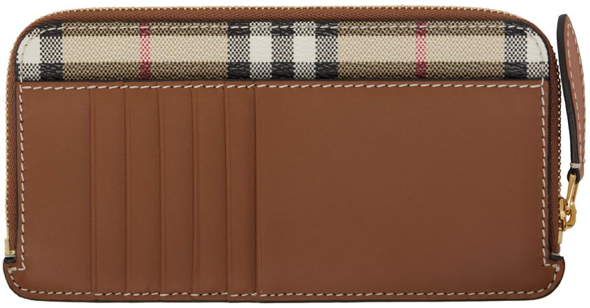 Peňaženka Burberry Check Zip Card Holder Béžová | 8073978, 1
