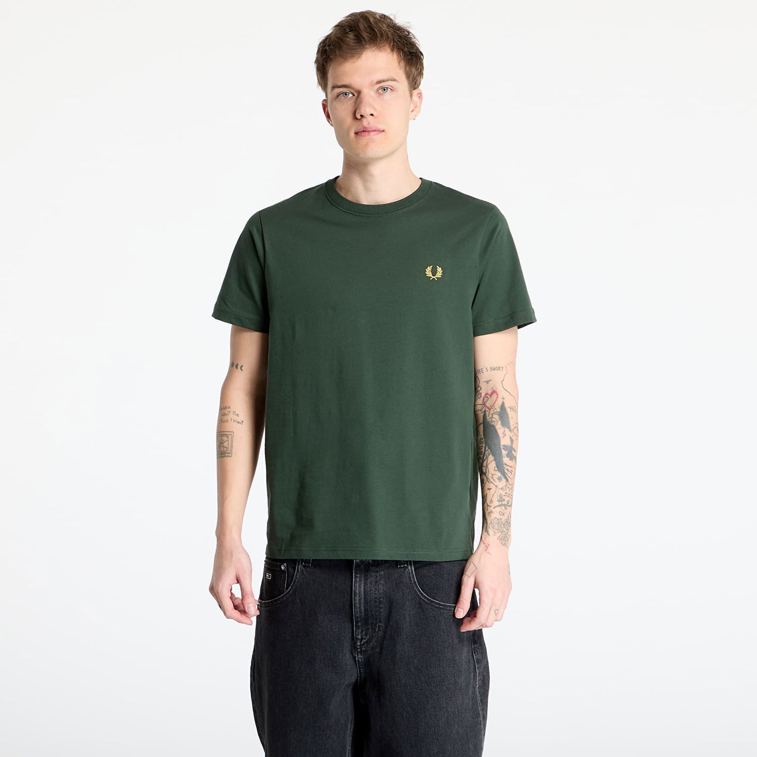 Tričko Fred Perry Fred Perry Crew Neck T-Shirt Zelené | M1600 X89, 0