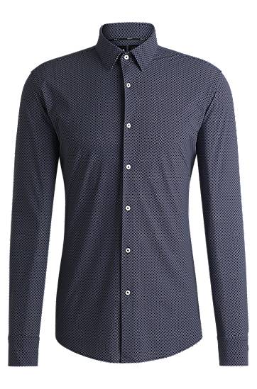 Košeľa BOSS Slim-Fit Geometric-Print Performance-Stretch Jersey Shirt Navy | 50533422, 0
