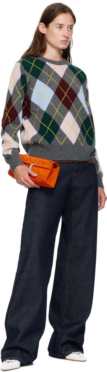 Sveter &Daughter &Daughter Ava Argyle Crewneck Sweater Šedá | WL24205, 3