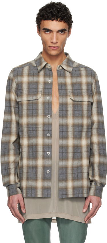 Košeľa Rick Owens Rick Owens Hollywood Plaid Overshirt Hnedá | RU01E5236 CP, 0
