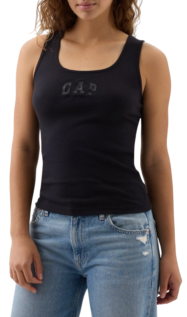 Tielko GAP Ribbed Logo Tank Top Čierna | 585421-07