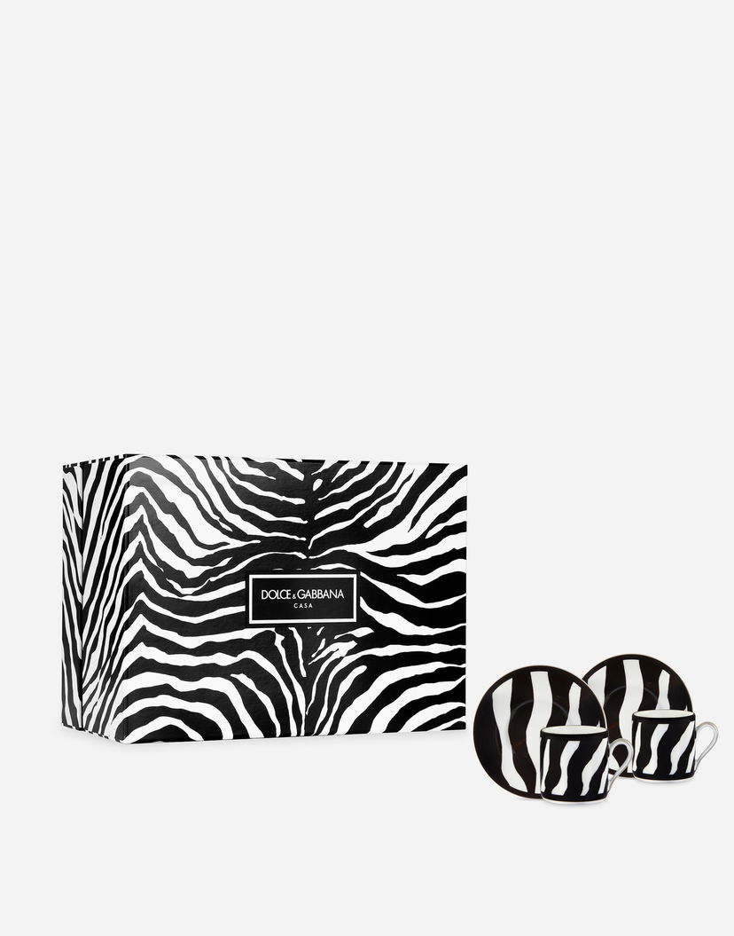 Home decor Dolce & Gabbana Casa Zebra Print Gift Box With 2 Porcelain Espresso Cups With Saucers - Coffee Cups Onesize Čierna | TC0S23TCA70UZ003