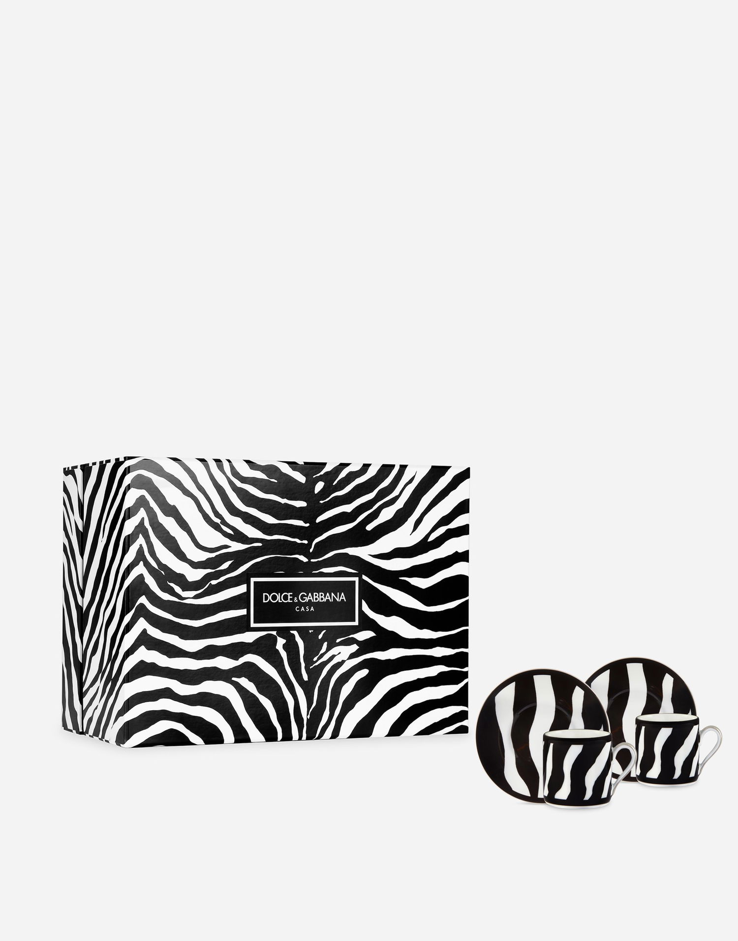 Home decor Dolce & Gabbana Casa Zebra Print Gift Box With 2 Porcelain Espresso Cups With Saucers - Coffee Cups Onesize Čierna | TC0S23TCA70UZ003, 0