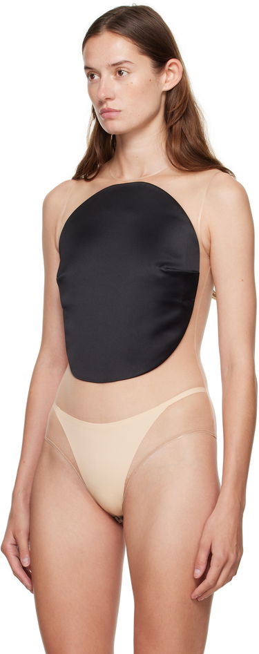 Body Courrèges Courrèges Illusion Circle Satin Bodysuit Čierna | 325JBD143PL0162, 3