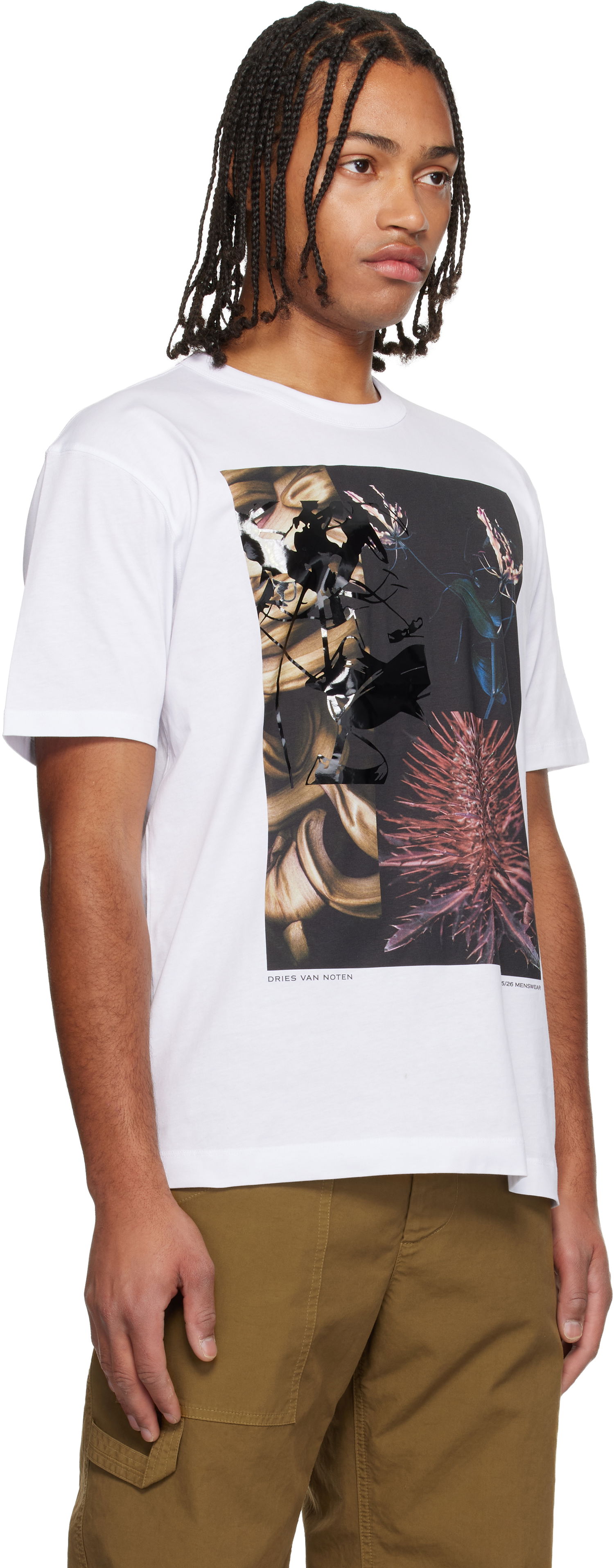 Tričko Dries Van Noten AW 25/26 Abstract Floral Collage Print T-shirt Biela | 252-021110-2600, 1