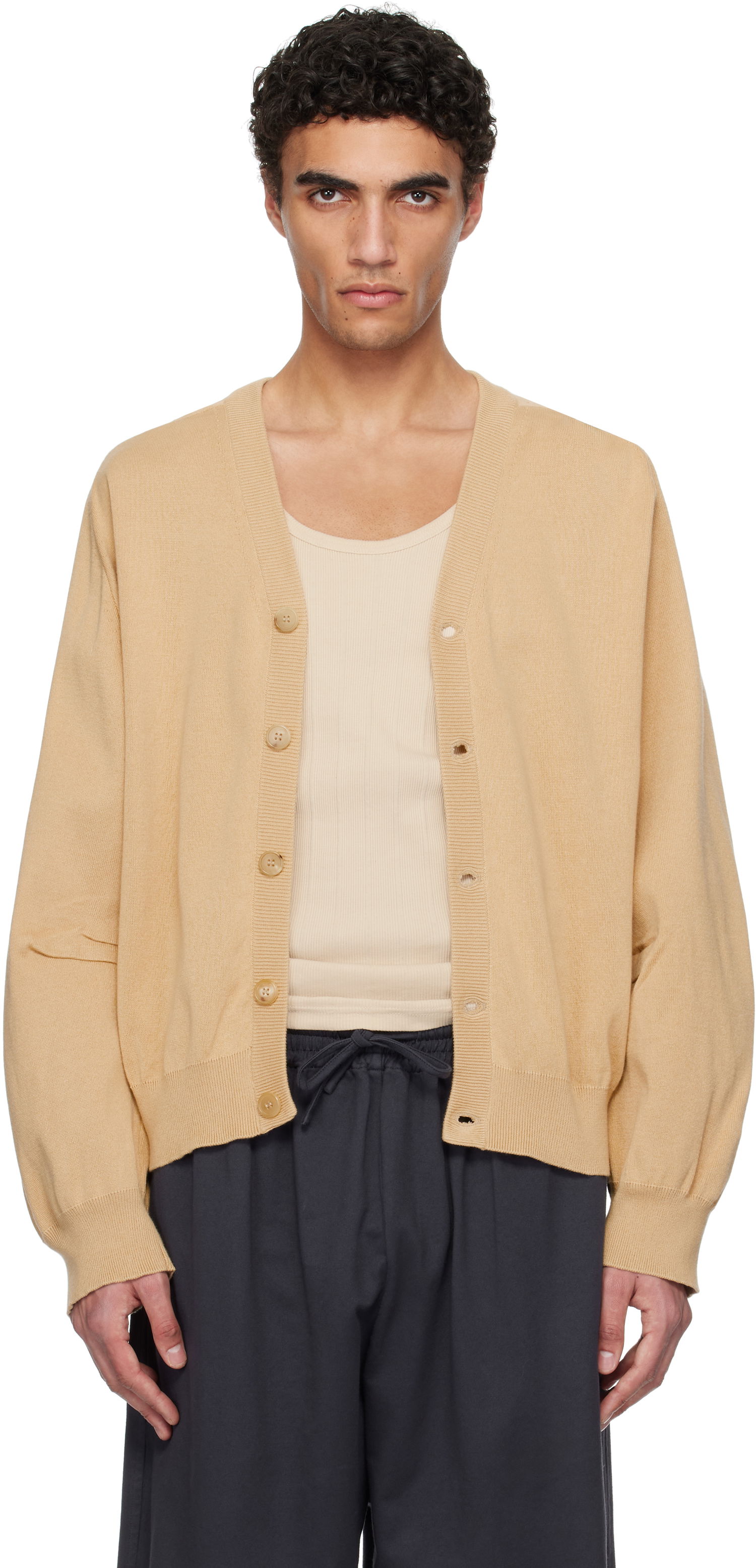Sveter HED MAYNER Hed Mayner V-Neck Cardigan Béžová | HMMA75064A-HA602, 0