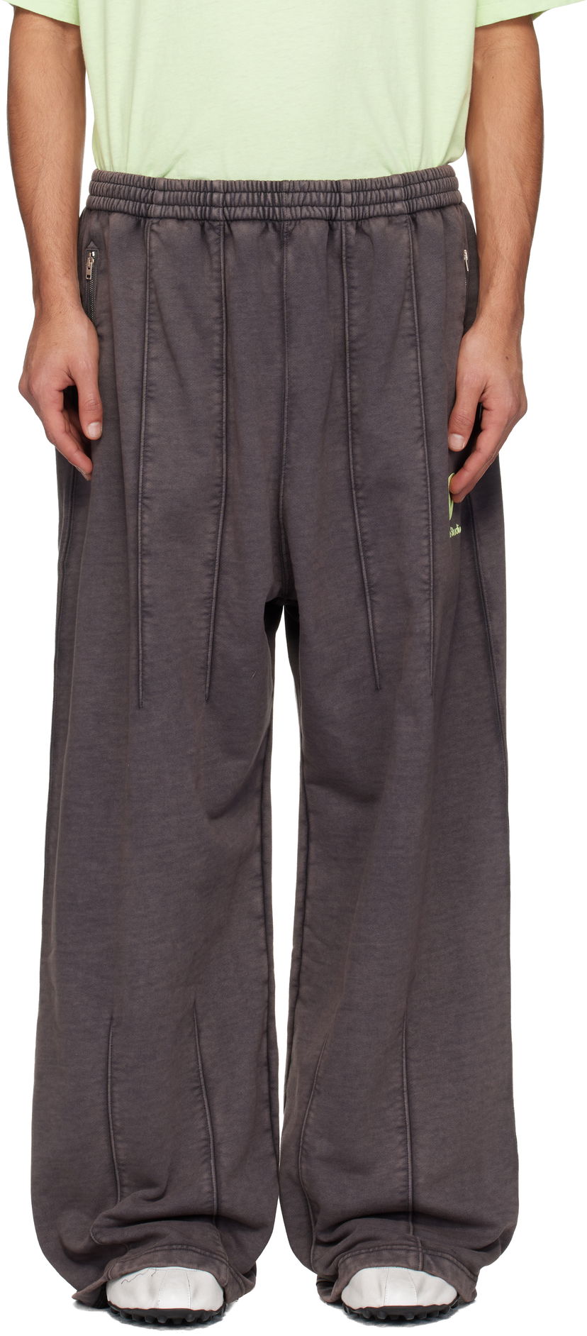 Tepláky Acne Studios Wide-Leg Seamed Drawstring Logo Sweatpants with Zipper Pocket Šedá | CK0130-