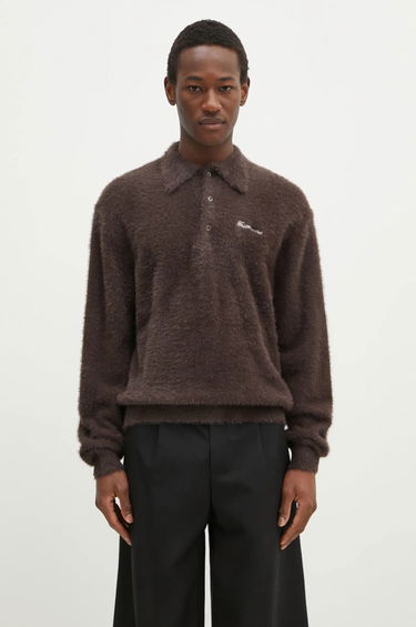 Sveter thisisneverthat thisisneverthat SCT-Logo Shaggy Knit Polo Hnedá | TN243KKNPK08, 0