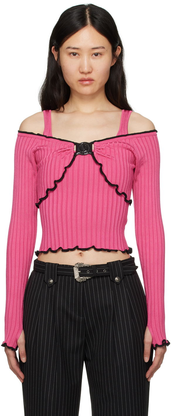 Sveter Versace V-Emblem Sweater Ružová | E76HAFM16_ECMH36, 0