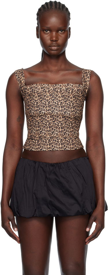 Crop Top Miaou Leopard Print Square-Neck Imogene Corset Top Rôznofarebný | 7023SCRLEO, 0