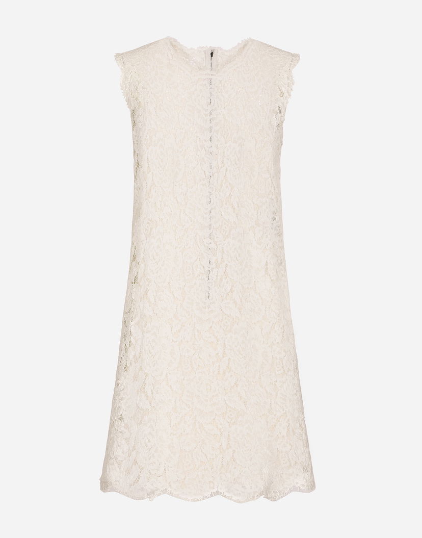 Šaty Dolce & Gabbana Lace Dress With Floral Pattern Béžová | F6ATYTFLRE1W0001