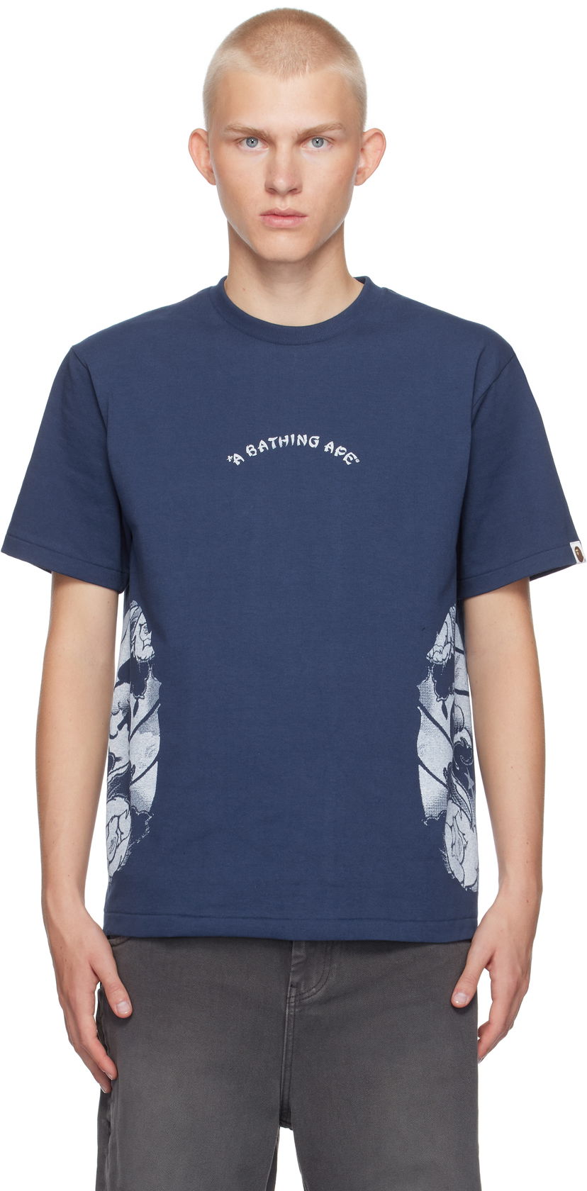 Tričko BAPE Tattoo Side Big Ape Head T-shirt Navy | 001TEK801028M