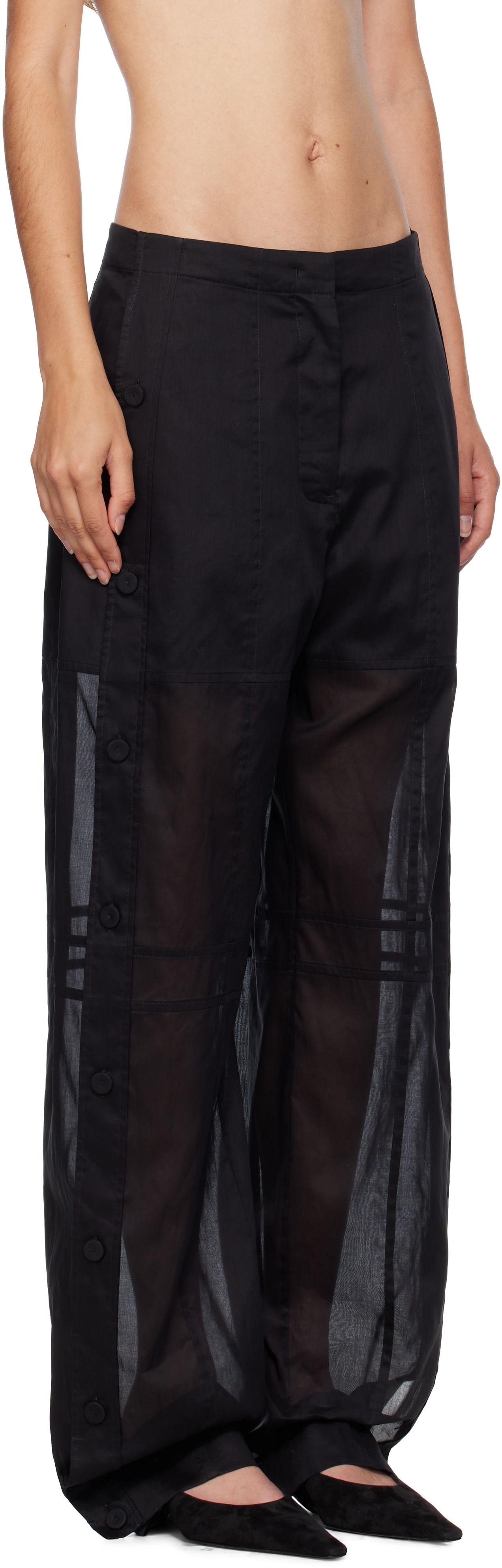 Nohavice Jil Sander Jil Sander Cotton Muslin Snap Button Trousers Čierna | J01KA0185_J45014, 1