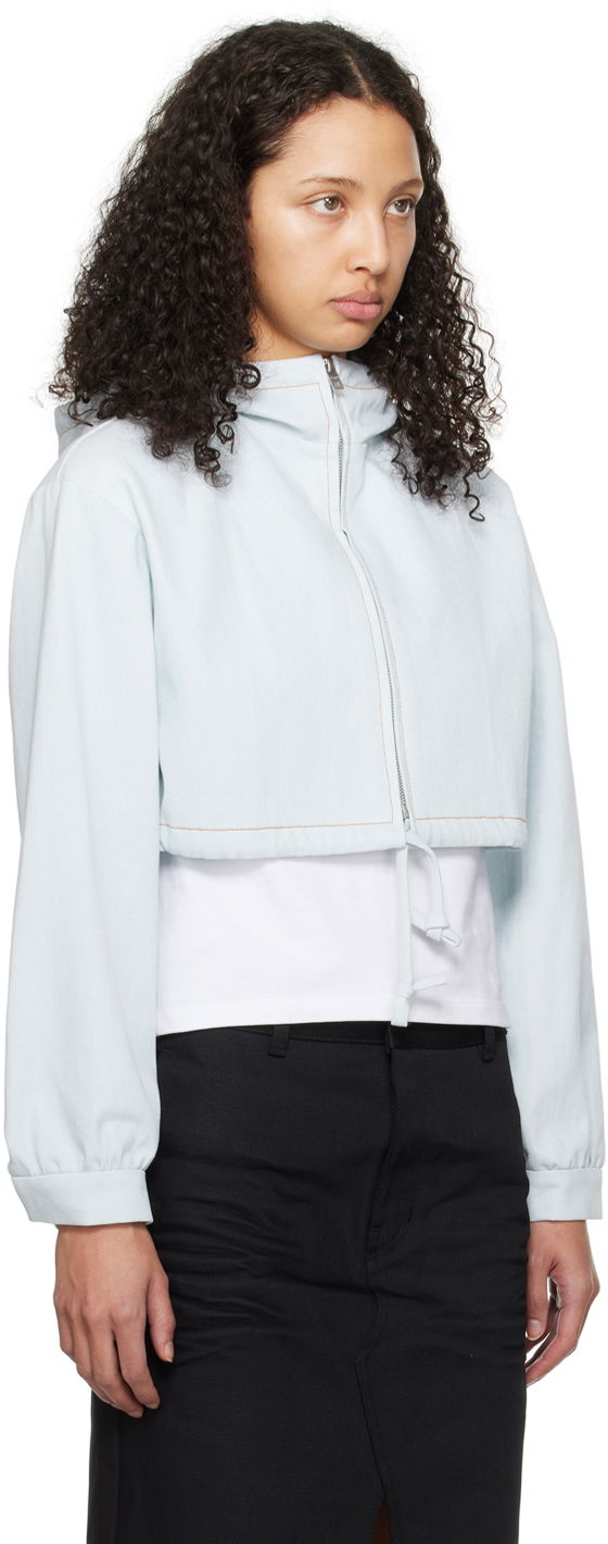 Mikina We11done Cropped Denim Hoodie Jacket Modrá | WD-JP0-24-093-W-IC, 1