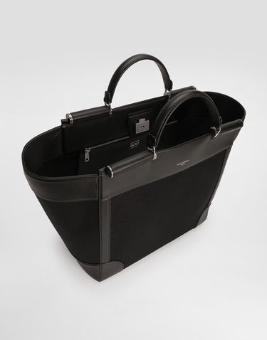 Tote bag Dolce & Gabbana Dolce & Gabbana Calfskin and Panama Tote Bag Čierna | BM2448A9C218B956, 3