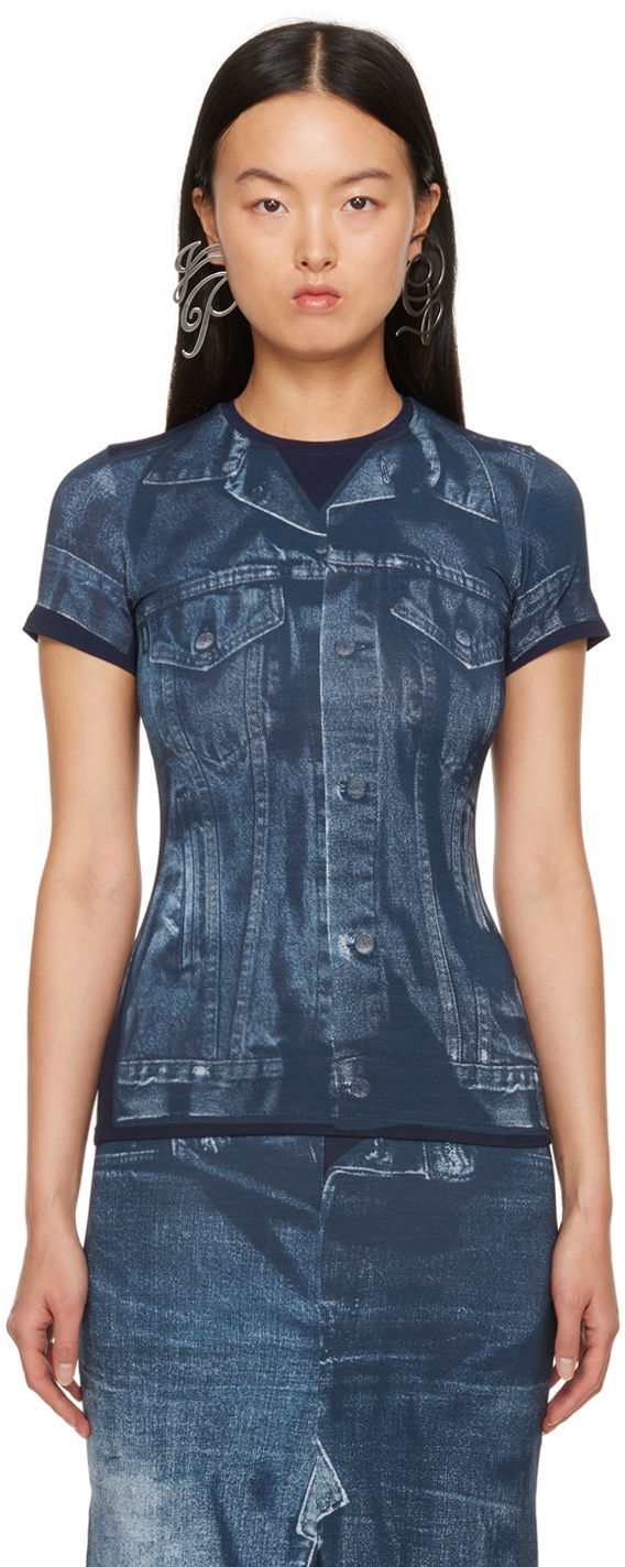 Tričko Jean Paul Gaultier Gaultier Trompe L'œil Printed T-Shirt Modrá | 23/15-U-TS063-J530-5950, 0