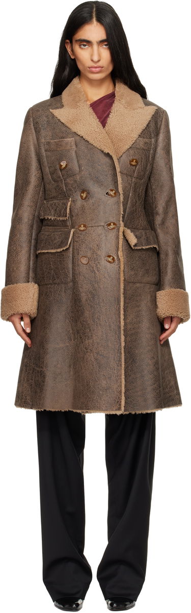 Kabáty Vivienne Westwood Waisted Double-breasted Shearling Coat Hnedá | 1D01000H-L00CR-, 0