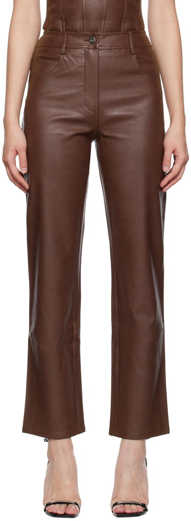 Nohavice Miaou Miaou Junior Faux-Leather Straight-Leg Pants Hnedá | 1010-CL-BRL, 0