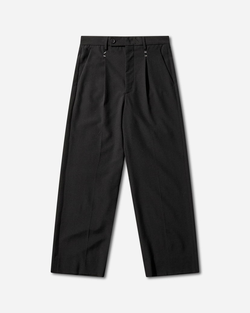 Nohavice Maison Margiela Stapled Pleated Wool Trousers Čierna | SH0KA0067 900
