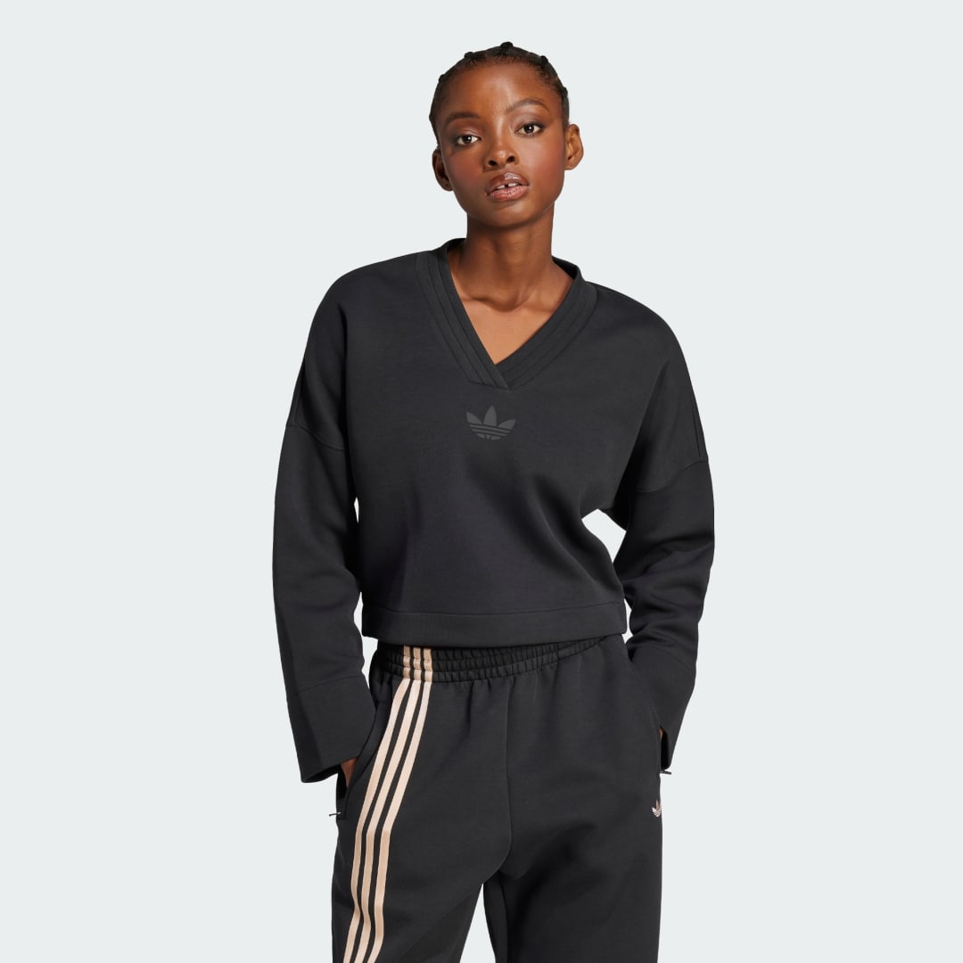 Sveter adidas Performance Cropped V-Neck Sweatshirt Čierna | JJ0958, 0