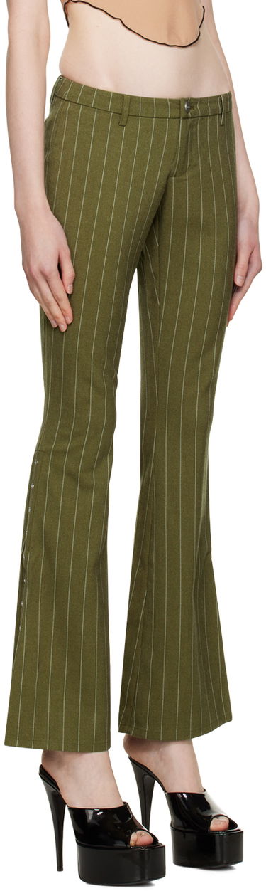 Nohavice Miaou Miaou Thea Pinstripe Flare Trousers Zelené | 1029SWBOVP, 1