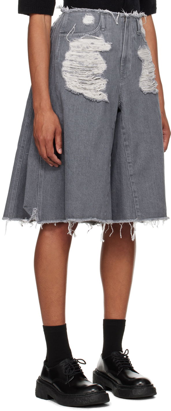 Wide-Leg Denim Shorts