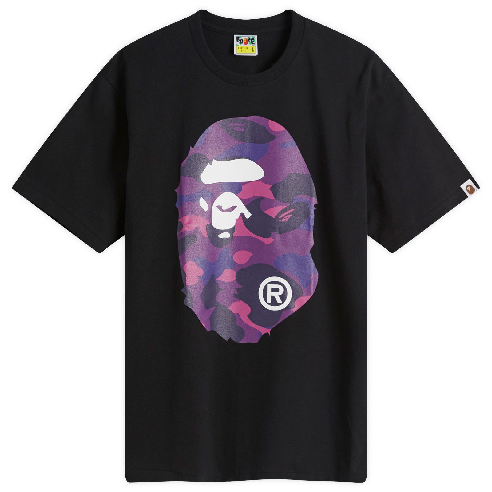 A Bathing Ape Men's Camo Big Ape Head T-Shirt in Black/Purple, Size Large | END. Clothing