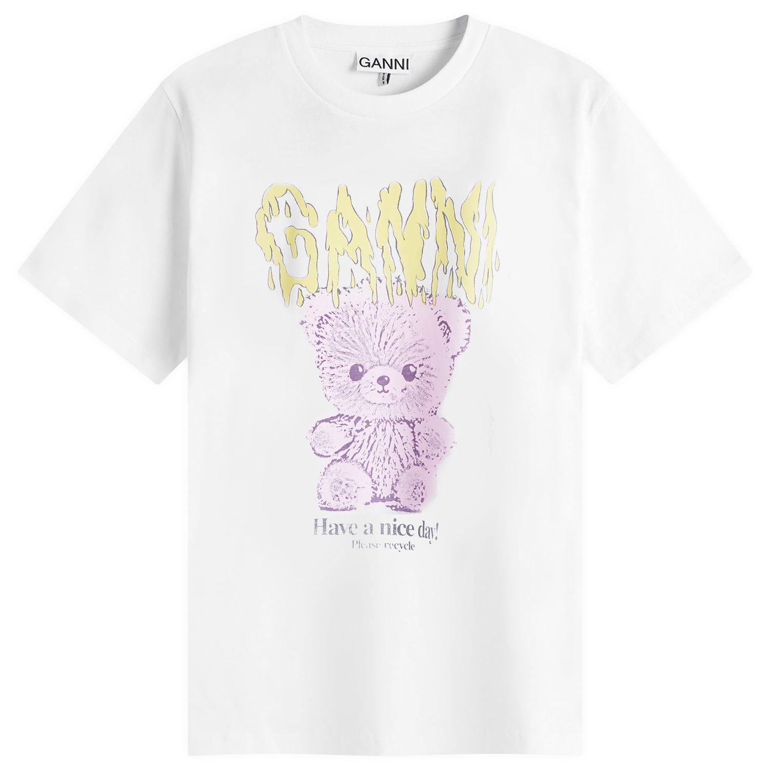 Tričko GANNI GANNI Teddy Relaxed T-Shirt, Size Large Biela | T4289-151, 1