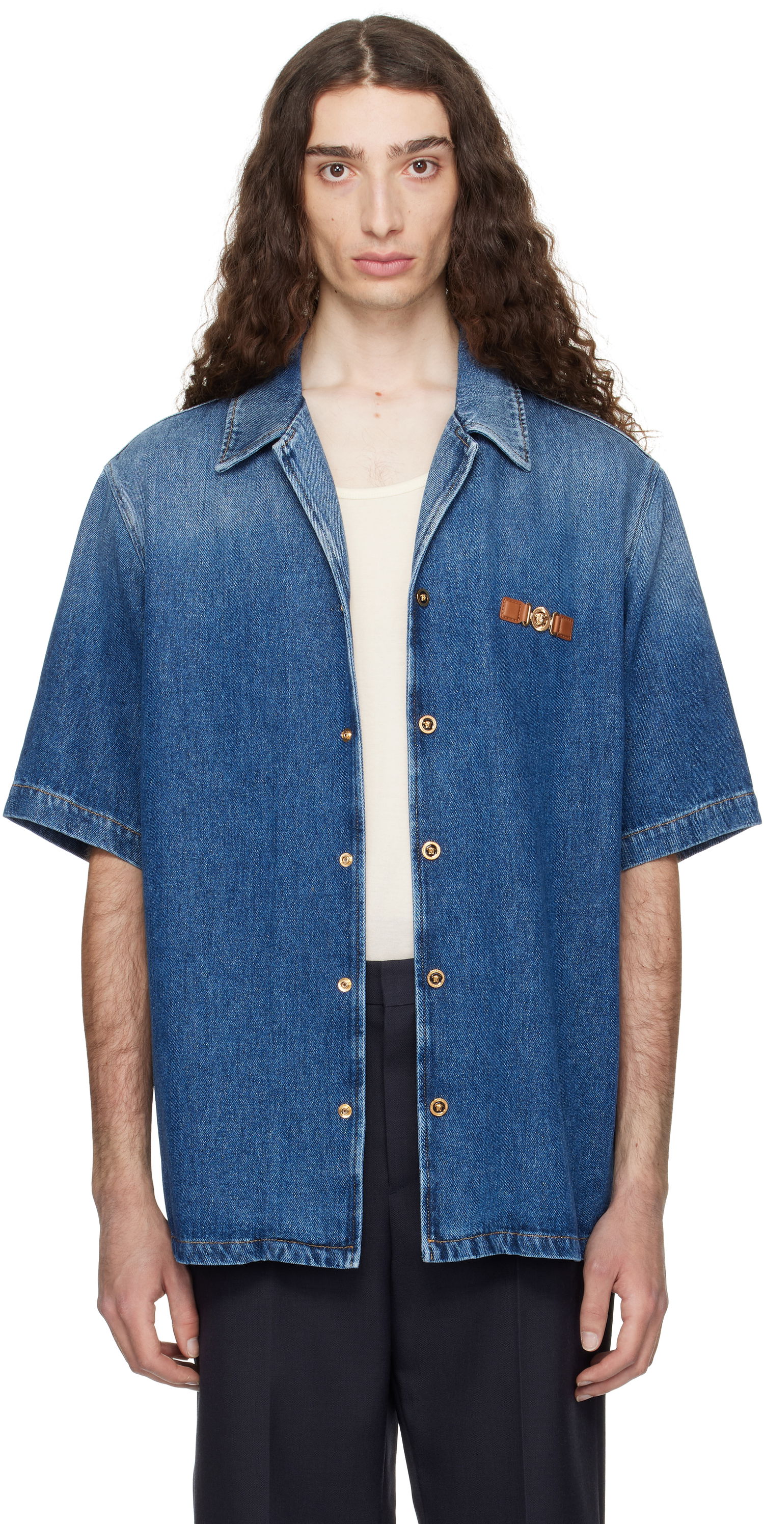 Košeľa Versace Versace Medusa Biggie Denim Shirt Modrá | 1020702_1A15015, 0
