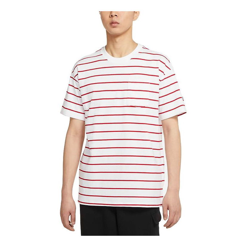Tričko Nike Sportswear Stripe Pocket T-Shirt Biela | DM8880-100