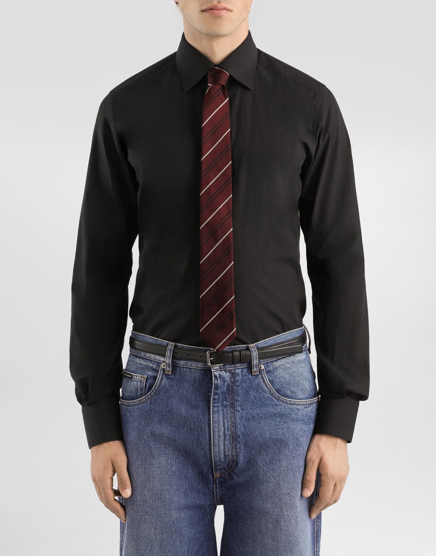 Doplnky Dolce & Gabbana Dolce & Gabbana Jacquard Striped Tie Vínová | GT149EG0JRYR1535, 1