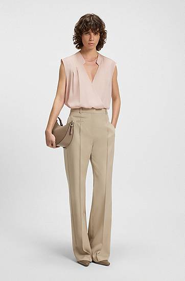 Tielko BOSS Stretch Silk Wrap Blouse Ružová | 50548238, 1