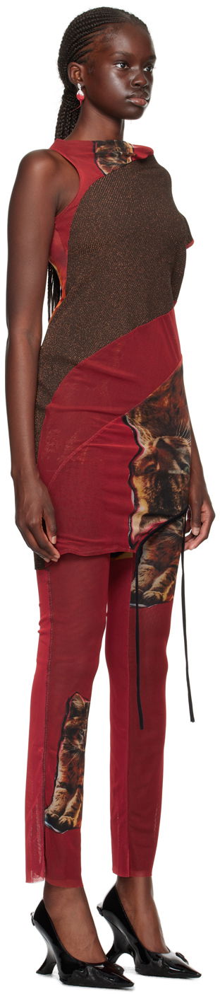 Šaty Ottolinger Ottolinger Cat Print Mesh Mini Dress Červená | 102601, 1