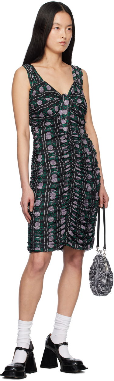 Šaty Anna Sui Anna Sui Rosetti Mesh Ruched Tie Midi Dress Čierna | 1125G70, 3