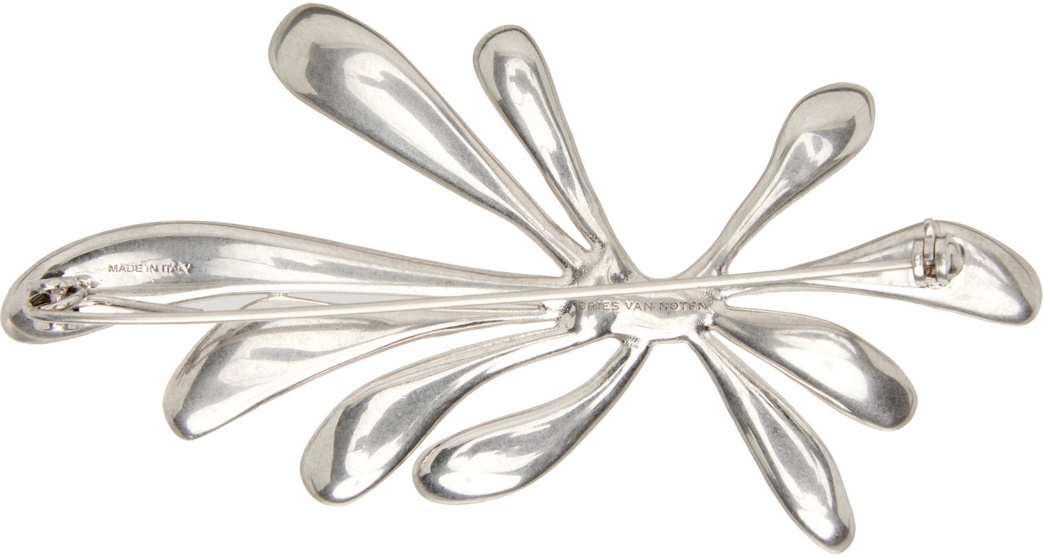 Spona Dries Van Noten Dries Van Noten Textured Organic Floral Pin Metalická | 252-028203-083, 1