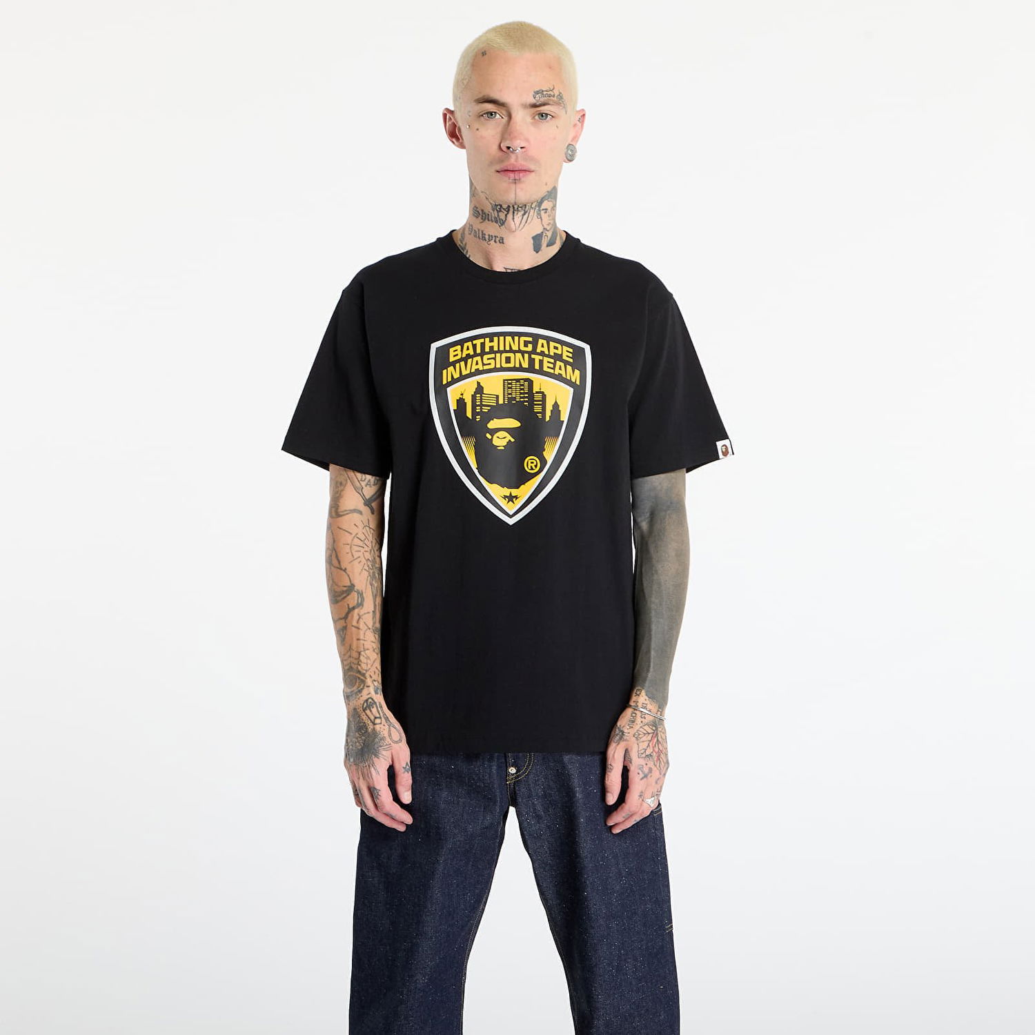 Tričko BAPE Security Emblem Invasion Team T-shirt Čierna | 001TEL801049MBLK, 0