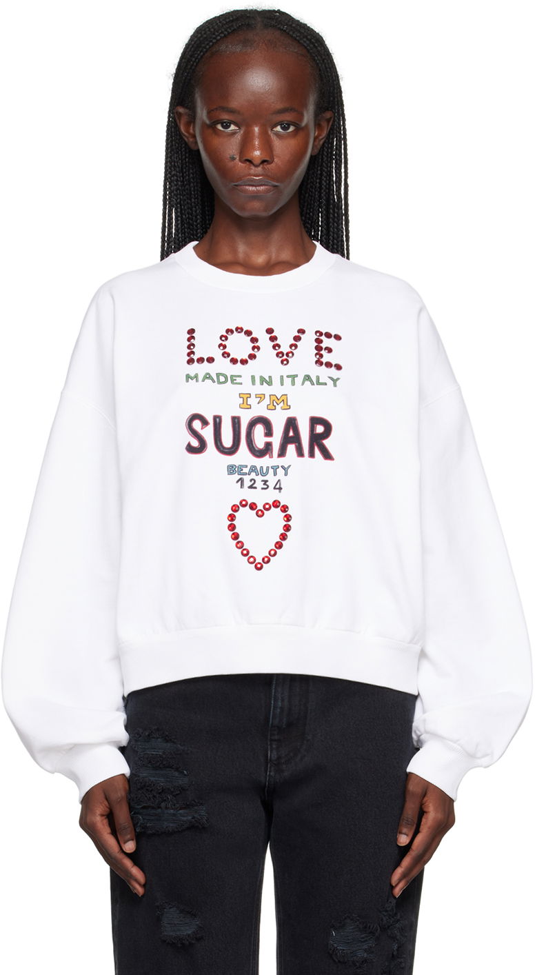 Mikina Dolce & Gabbana White Crystal-Cut Sweatshirt Biela | F9Q92Z GDBT3, 0