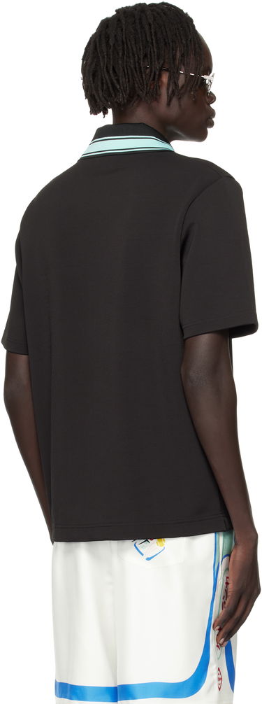 Polo tričko Casablanca Casablanca Double V-Neck Short Sleeve Polo Čierna | MPF25-JTP-381-01, 2