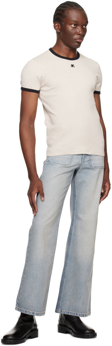 Tričko Courrèges Contrast Trim T-Shirt Béžová | 123JTS020JS0070, 3